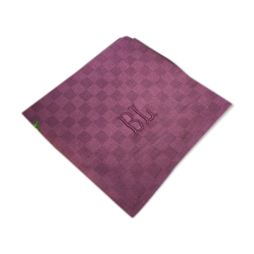Anciennes serviettes de tables couleur prune monogramme BL
