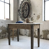 Oak and marble farm table