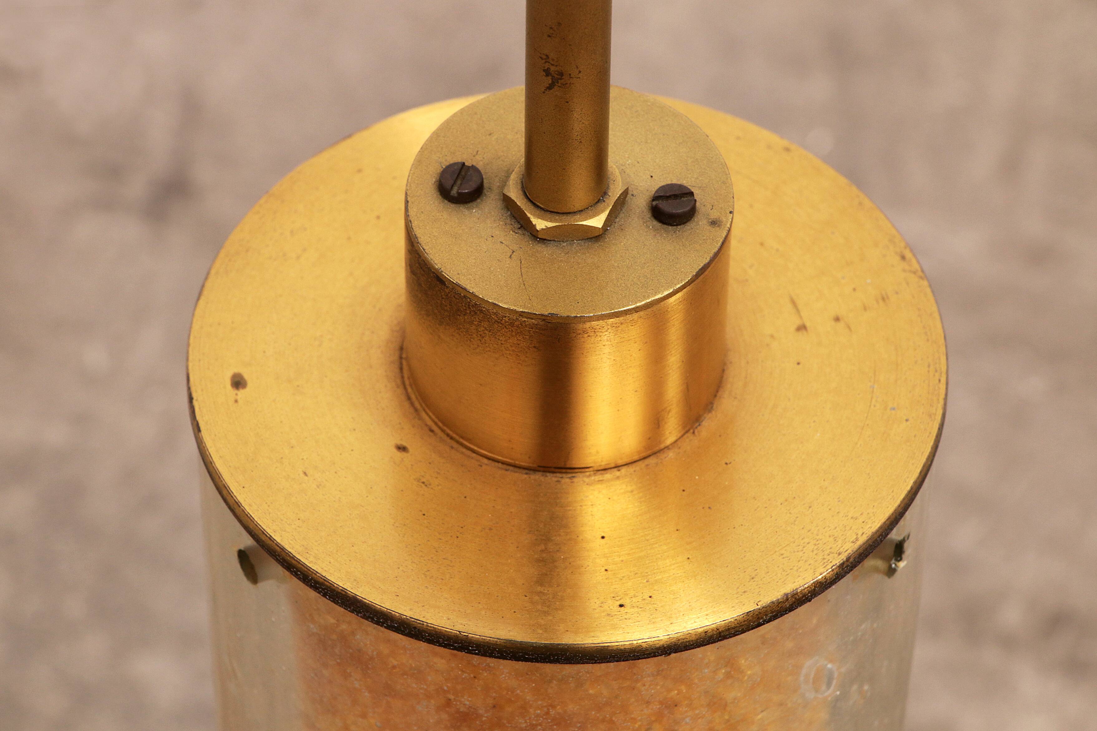 Brutalist Table Lamp Marble & Glass, Vintage 1980