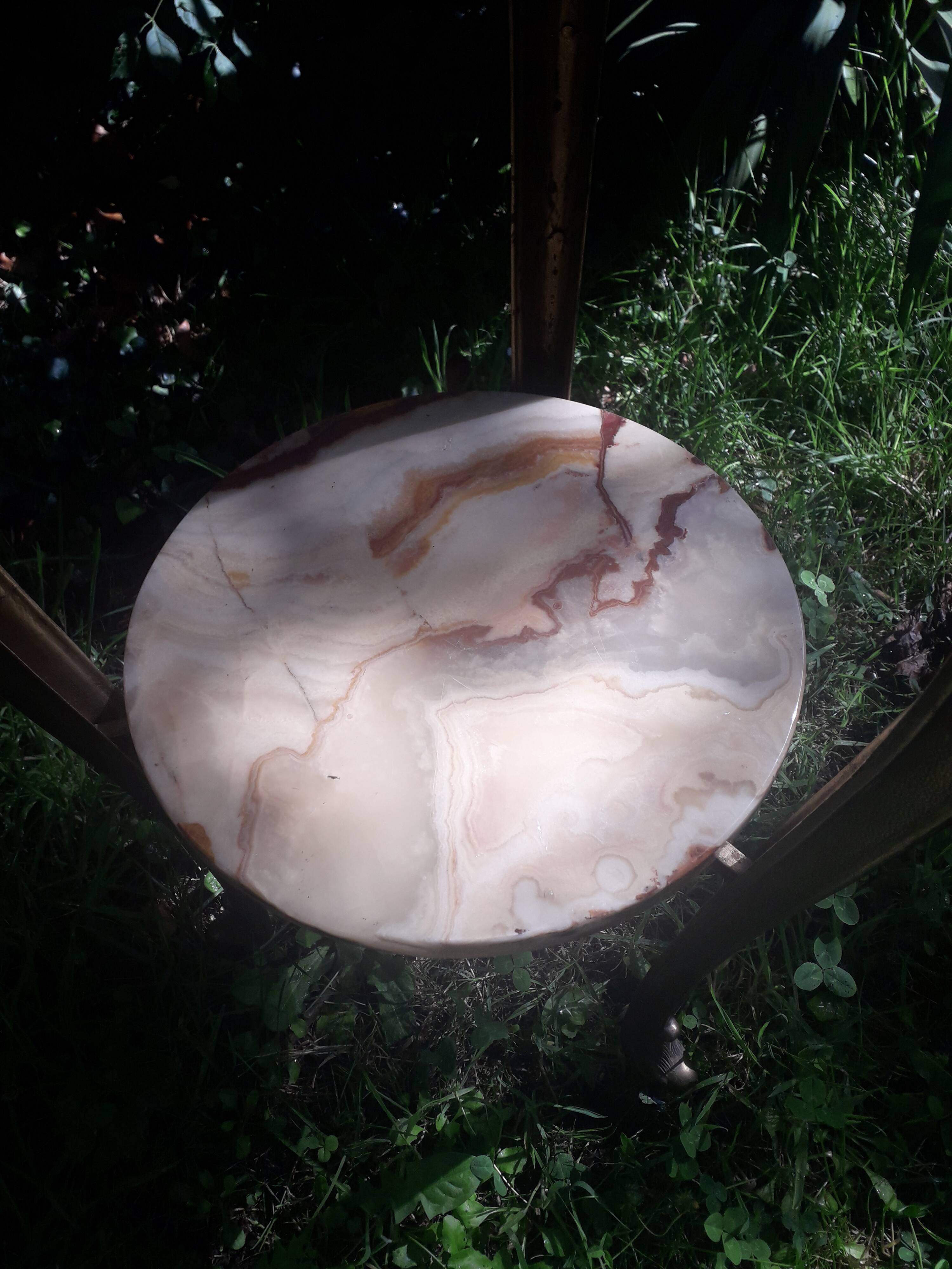 Brass and onyx side table