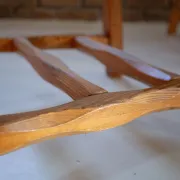 Set of four sculptural pine dining chairs – 1970s