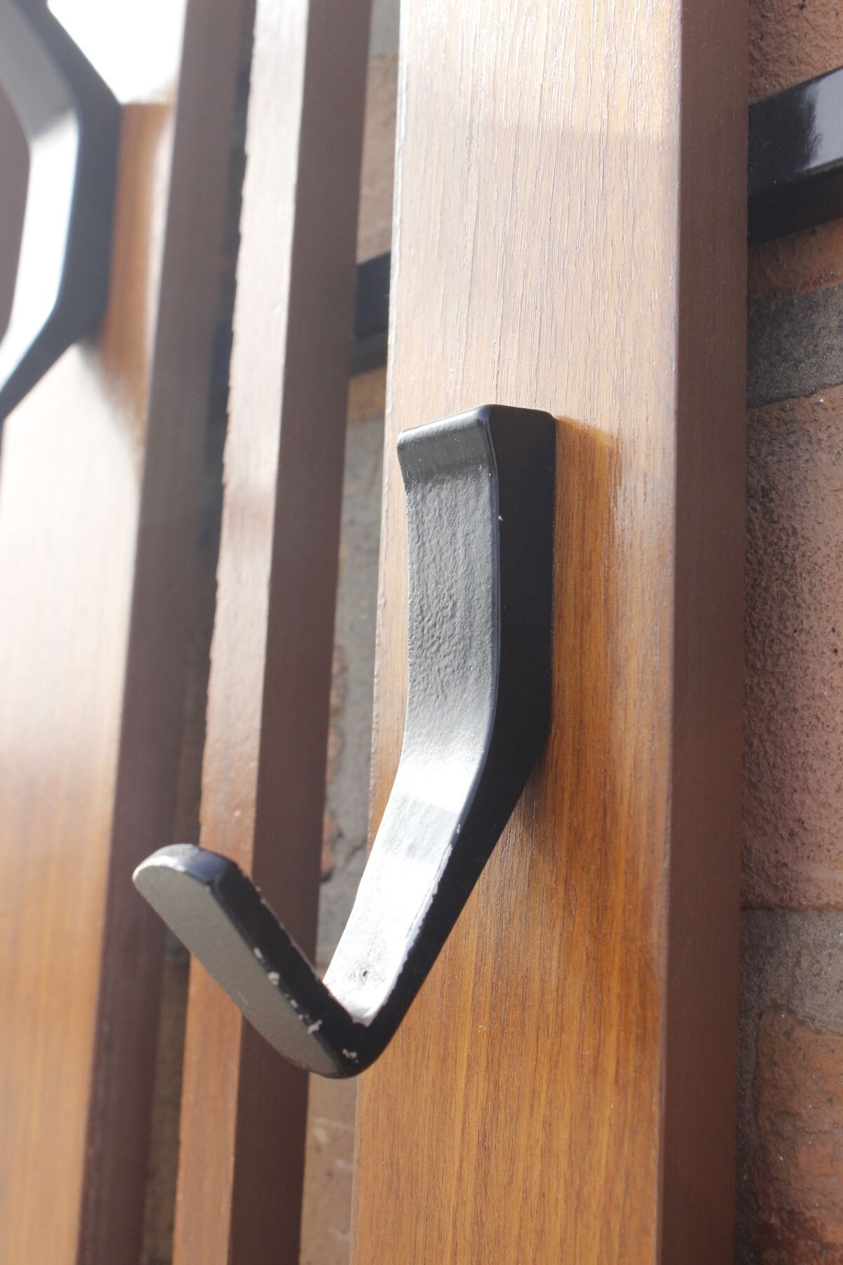 Vintage wall dressing coat hanger in Teck and Steel, Denmark, 1950s