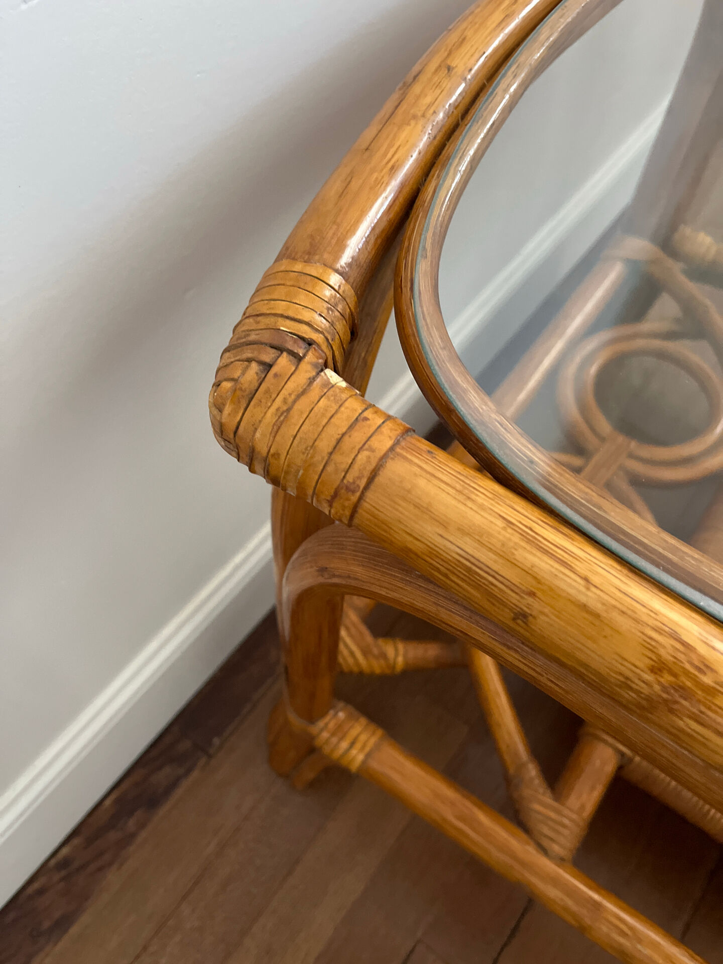 Vintage bamboo and rattan table