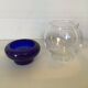 Paire de bougeoirs bleu cobalt en verre