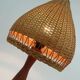 Danish modern table lamp teak and rattan 1960s mid century wicker light