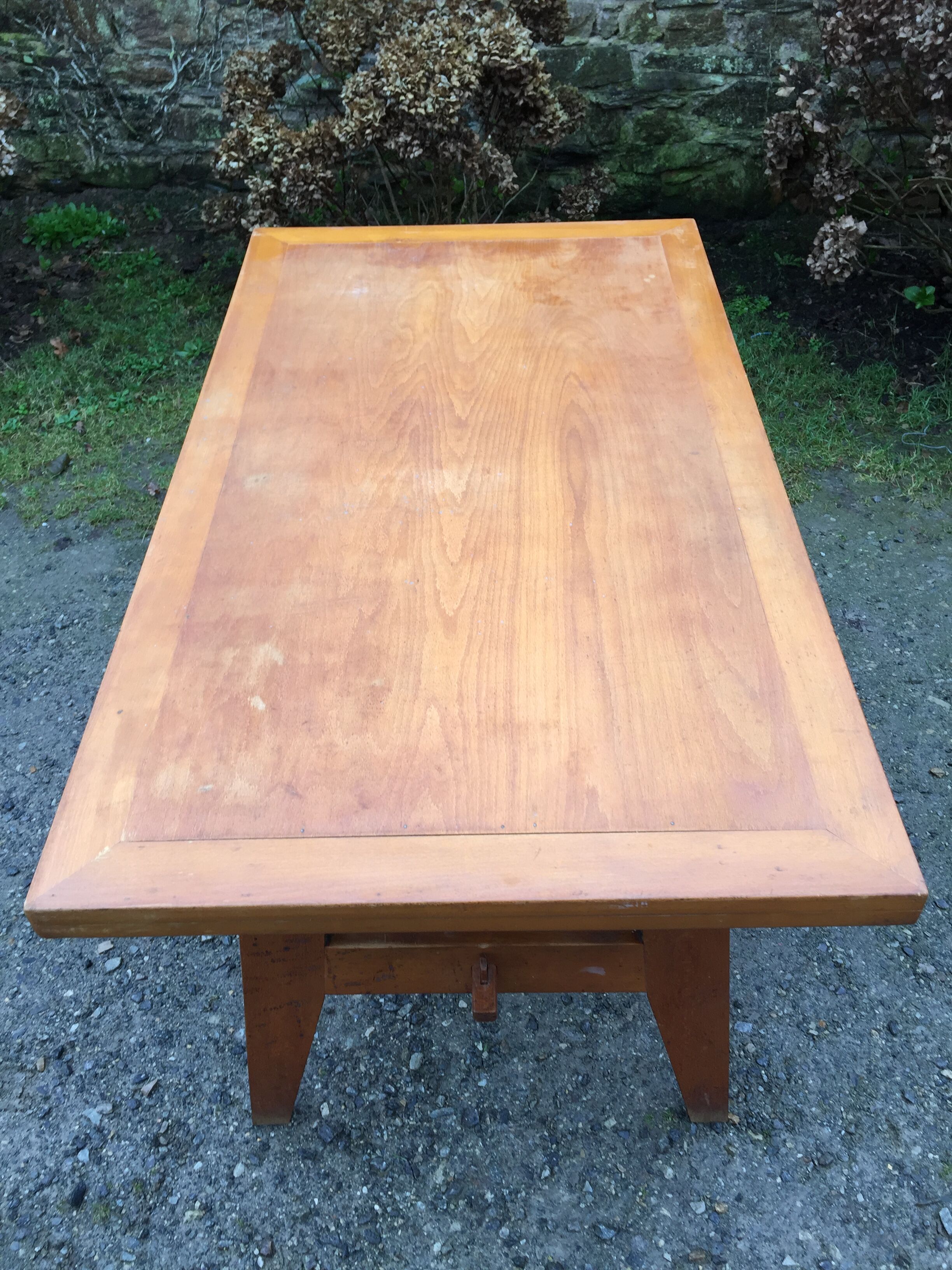 Vintage table René Gabriel in beech period reconstruction