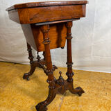 A Romantic Victorian Burr Walnut Sewing & Work Table Mid–Late 19th Cen