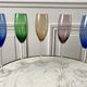 Set of 5 champagne flutes in colored glass 70s