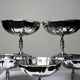 5 vintage-style bistro-style stainless steel dessert bowls on feet