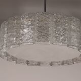 "Lampe suspendue en verre glacé Doria Leuchten avec cylindres en verre en relief, années 1960"