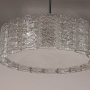"Doria Leuchten Ice Glass Hanging Lamp with Relief Glass Cylinders, 1960s"