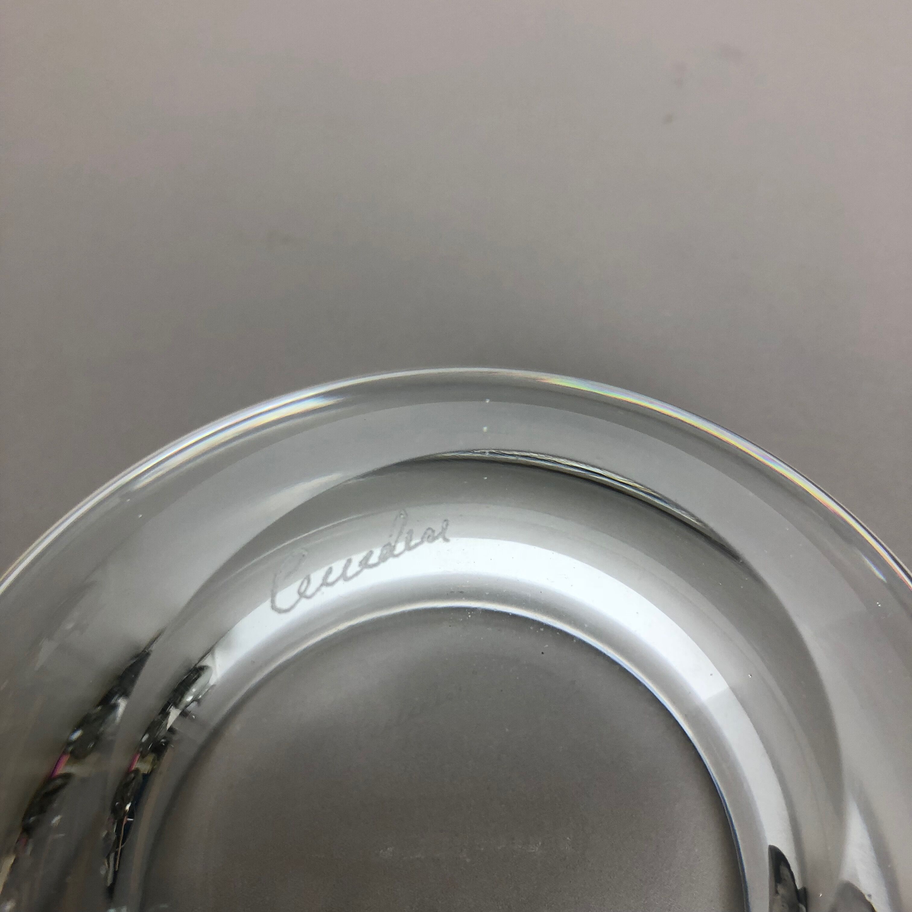 Murano heavy clear glass shell bowl, by Gino Cenedese Italy, 1960