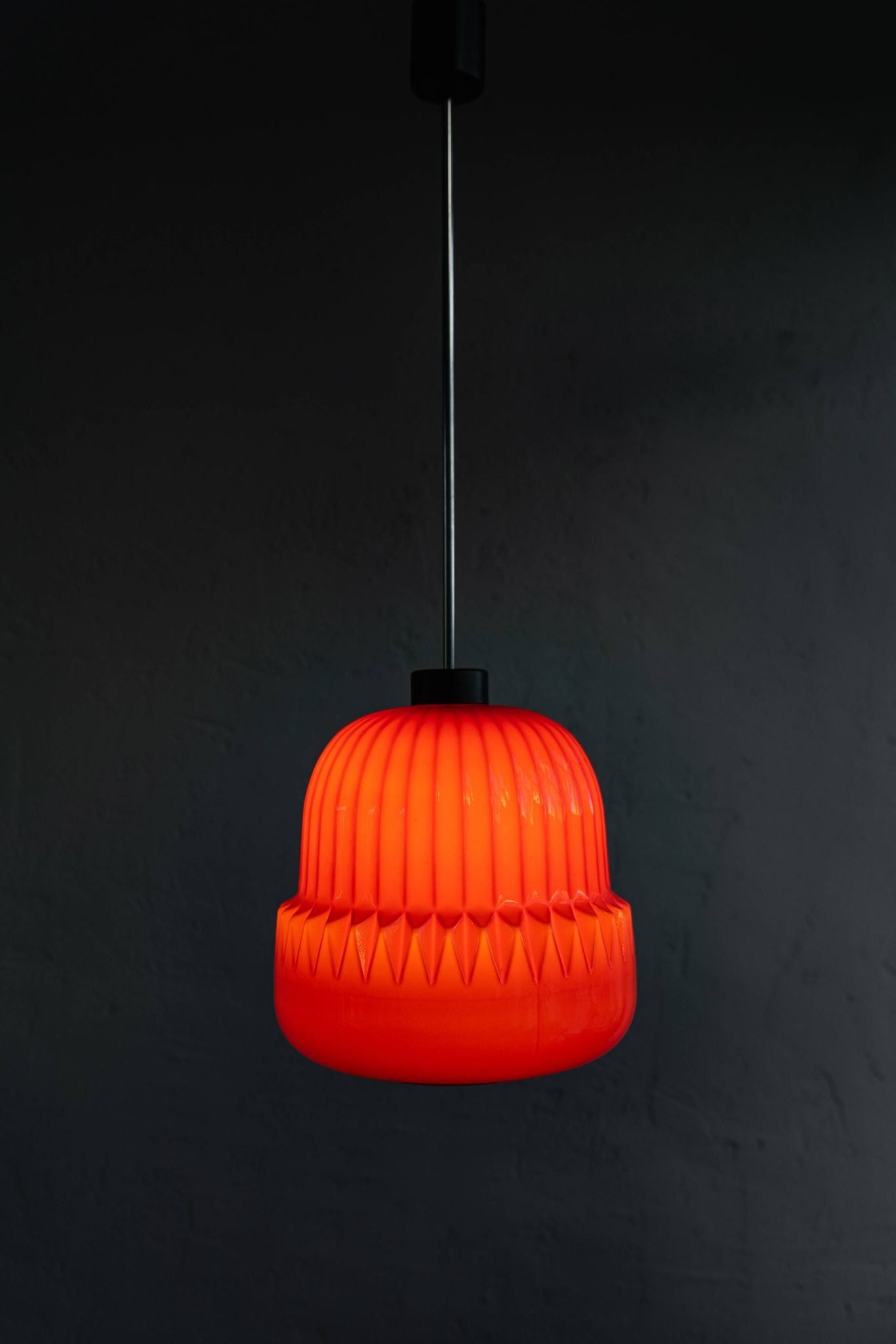 Vintage Czechoslovak Glass Hanging Lamp By Osvětlovací Sklo, 1970s
