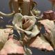 Italian Tole and Ceramic Rose Chandelier