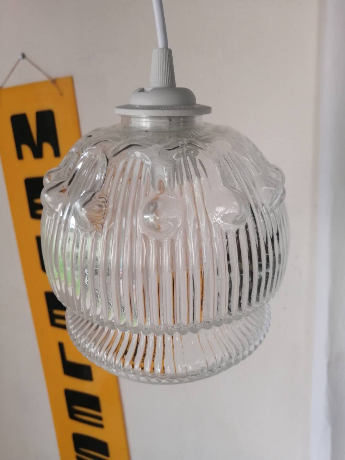 Vintage molded glass pendant light