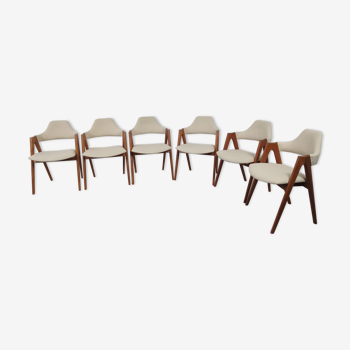 Set de 6 chaises "compass" en teck par Kai Kristiansen pour sva møbler, années 60