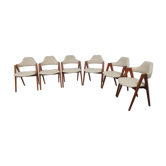 6 "compass" teak chairs by Kai Kristiansen for sva m-bler, 60s