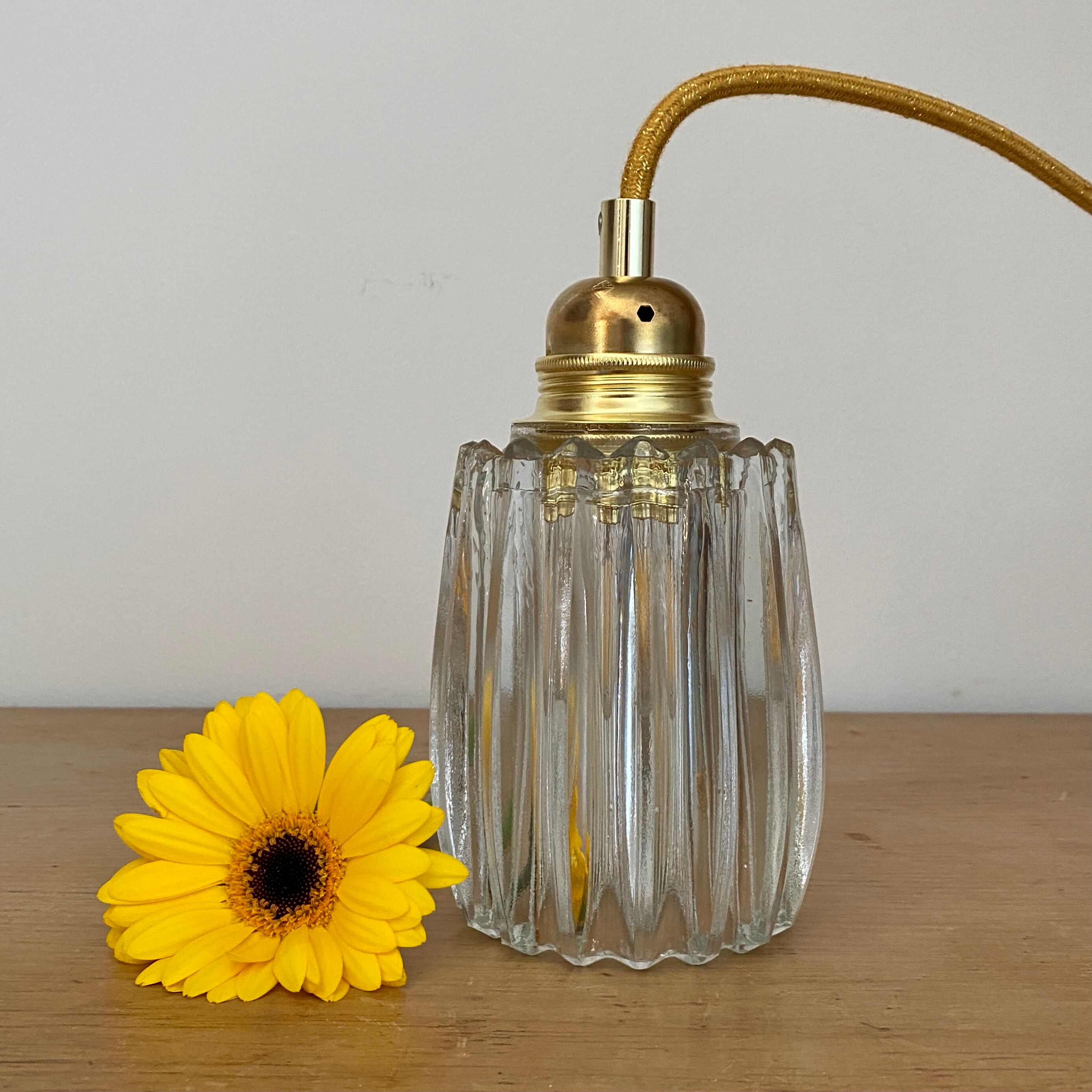 Baladeuse tulipe vintage en verre épais