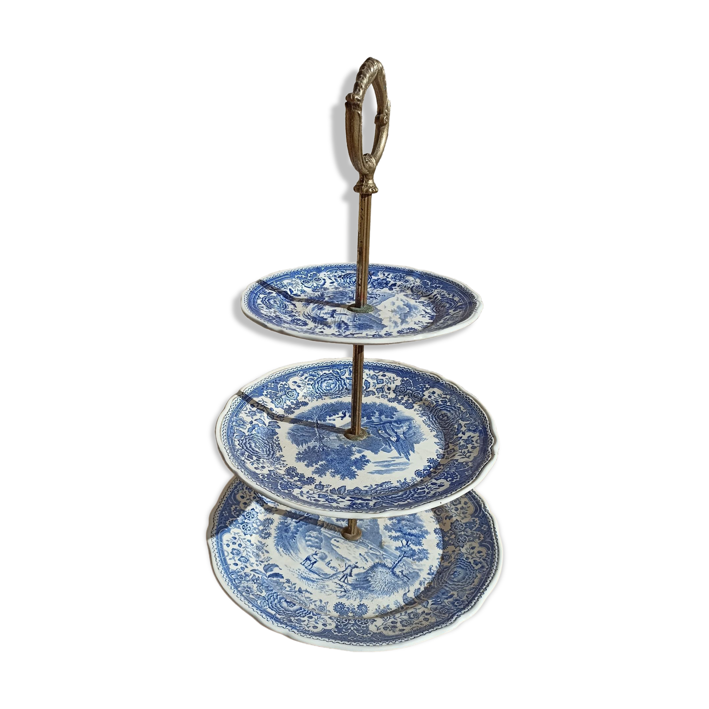 Serviteur 3 plateaux villeroy & boch burgenland de couleur bleu