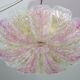 Large Size Pink and Transparent Murano Glass Leave Ceiling Light or Chandel