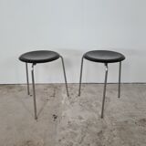 Set of two black "Dot" stools by Arne Jacobsen for Fritz Hansen