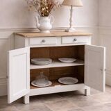 Vintage Parisian buffet re-enchanted in pearl grey, wooden top.