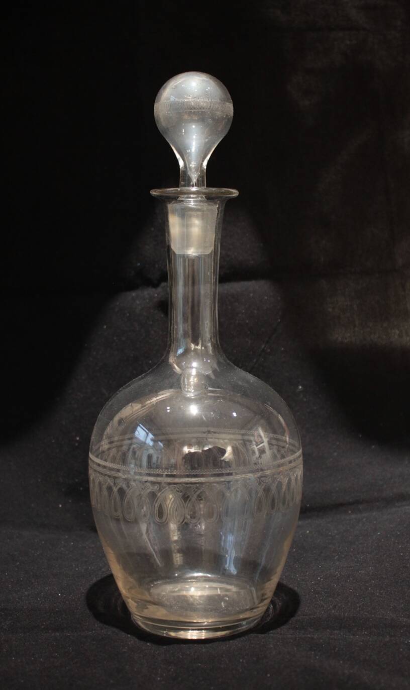 Engraved glass carafe circa 1900