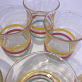 Lot de 7 verres tricolores ancien
