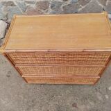 Commode rotin et bambou vintage