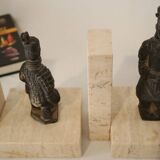 Paire de serre-livres vintage en travertin