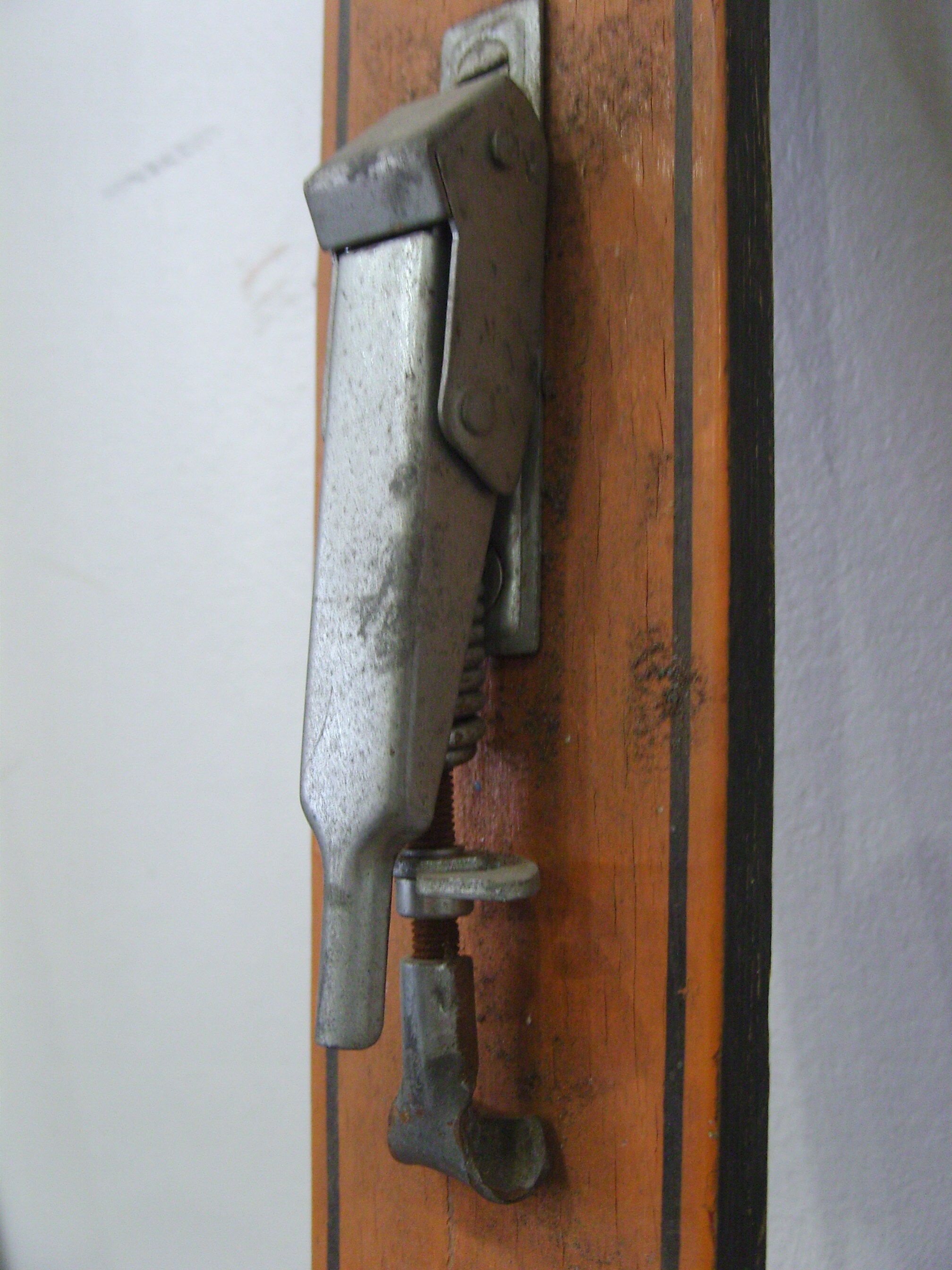 Pair of vintage wooden child skis