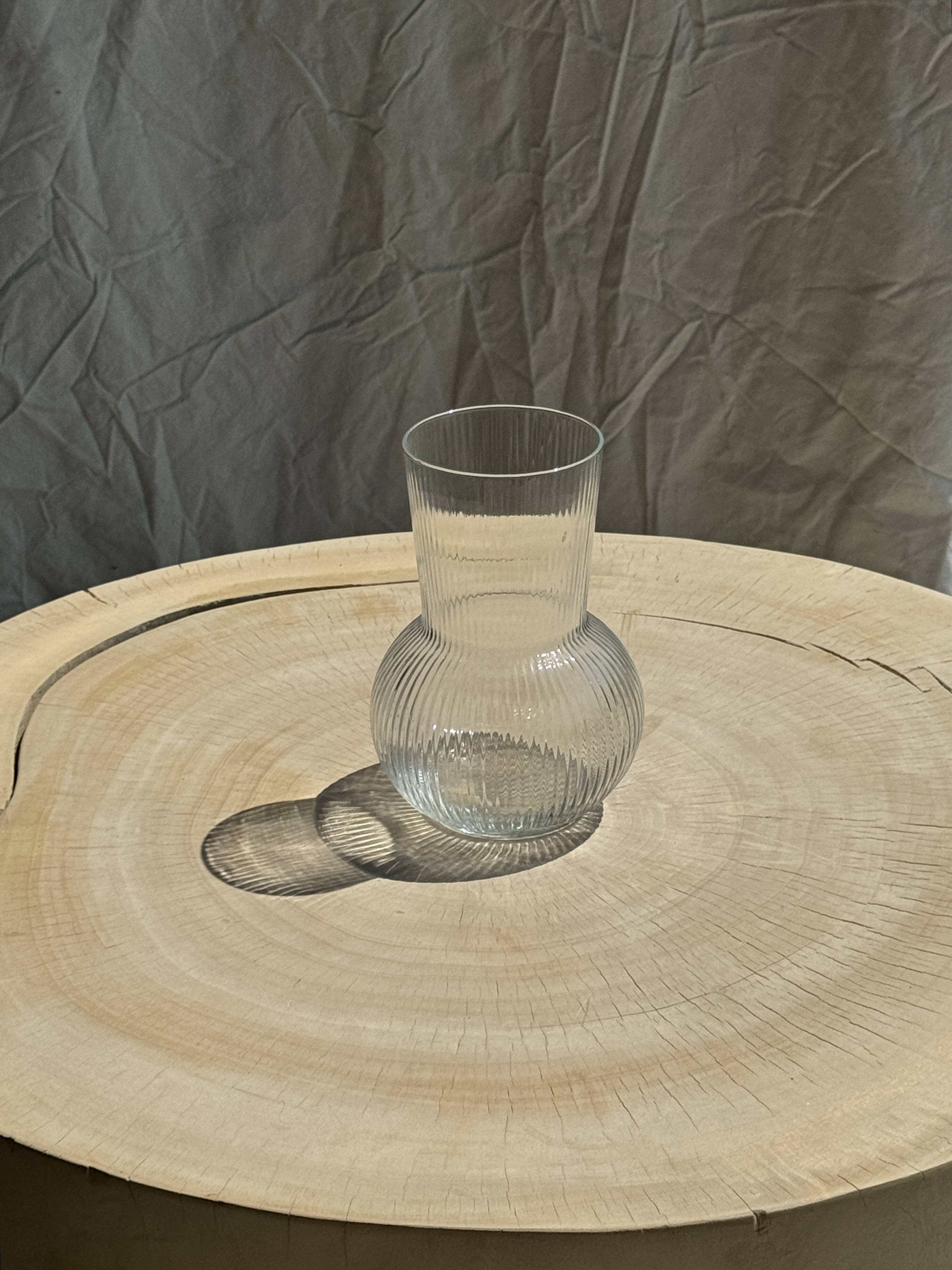 Ribbed glass ball vase