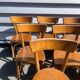 Lot of 60 wooden bistro chairs from the Baumann 1970s