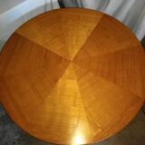 Round table with 2 extensions in light oak from the 1950s