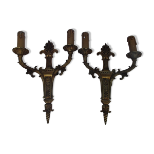 Paire appliques bronze 2 feux