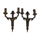 Pair bronze sconces
