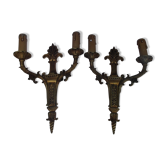 Pair bronze sconces