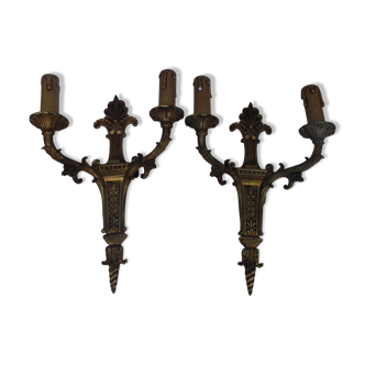 Pair bronze sconces