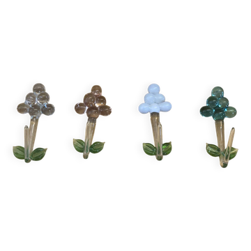 Set of 4 vintage murano glass knife rests grape cluster