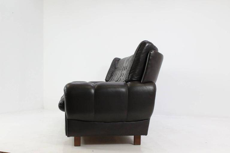 Czech Brown Leather Sofa, 1970s