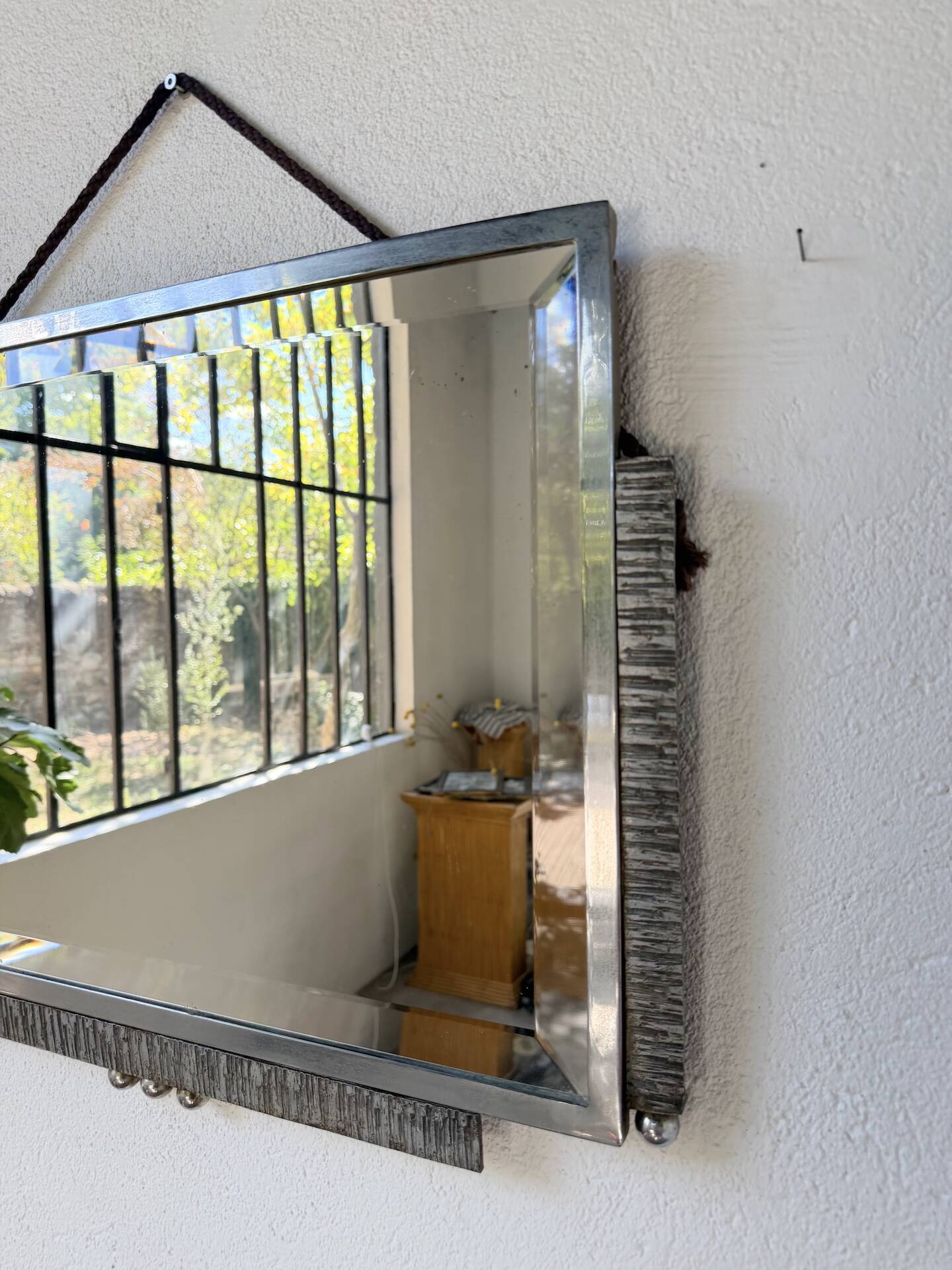Art Deco silver-plated metal mirror 1930