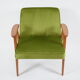 Fauteuil restauré vintage, modèle 366, designer J. Chierowski, velours olive