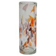Vintage Tall Italian Vase in Clear Murano Glass with "Mosaic" Flakes Decoration