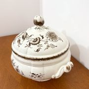 Soup tureen / Vegetable dish in earthenware - Sarreguemines - 1940s/50s