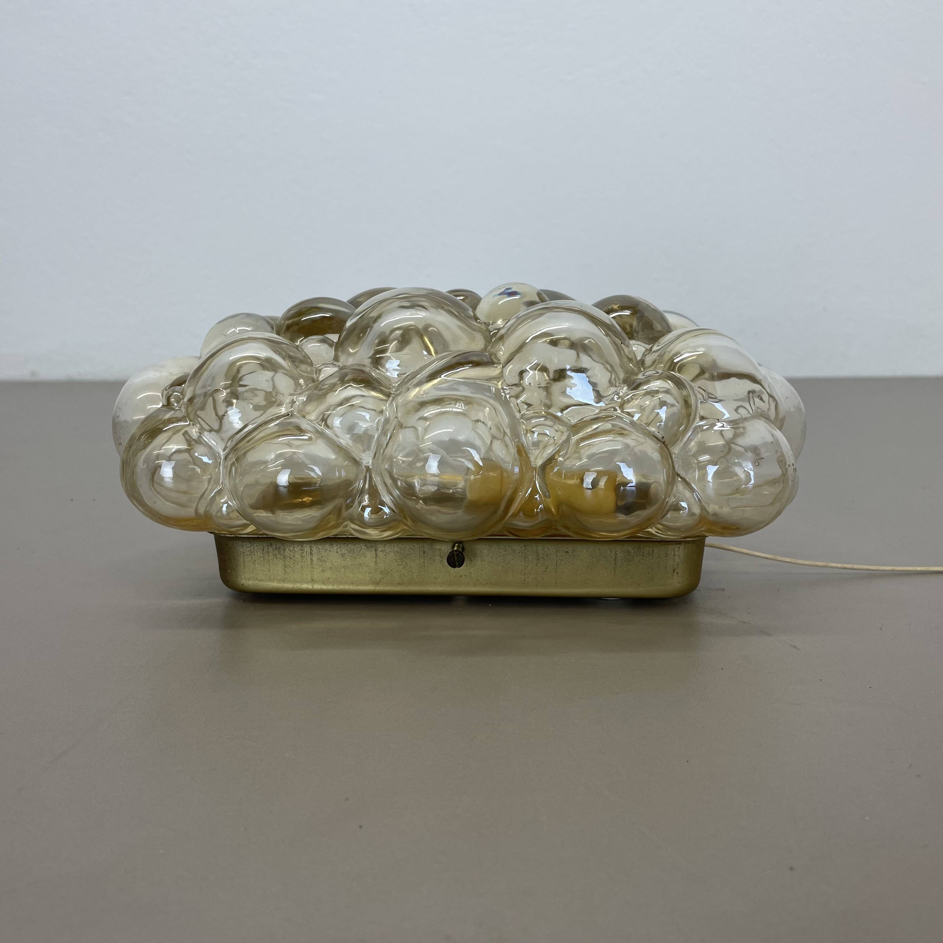 Original Amber Glass Wall Lights Sconces Helena Tynell Glashütte Limburg, 1960s