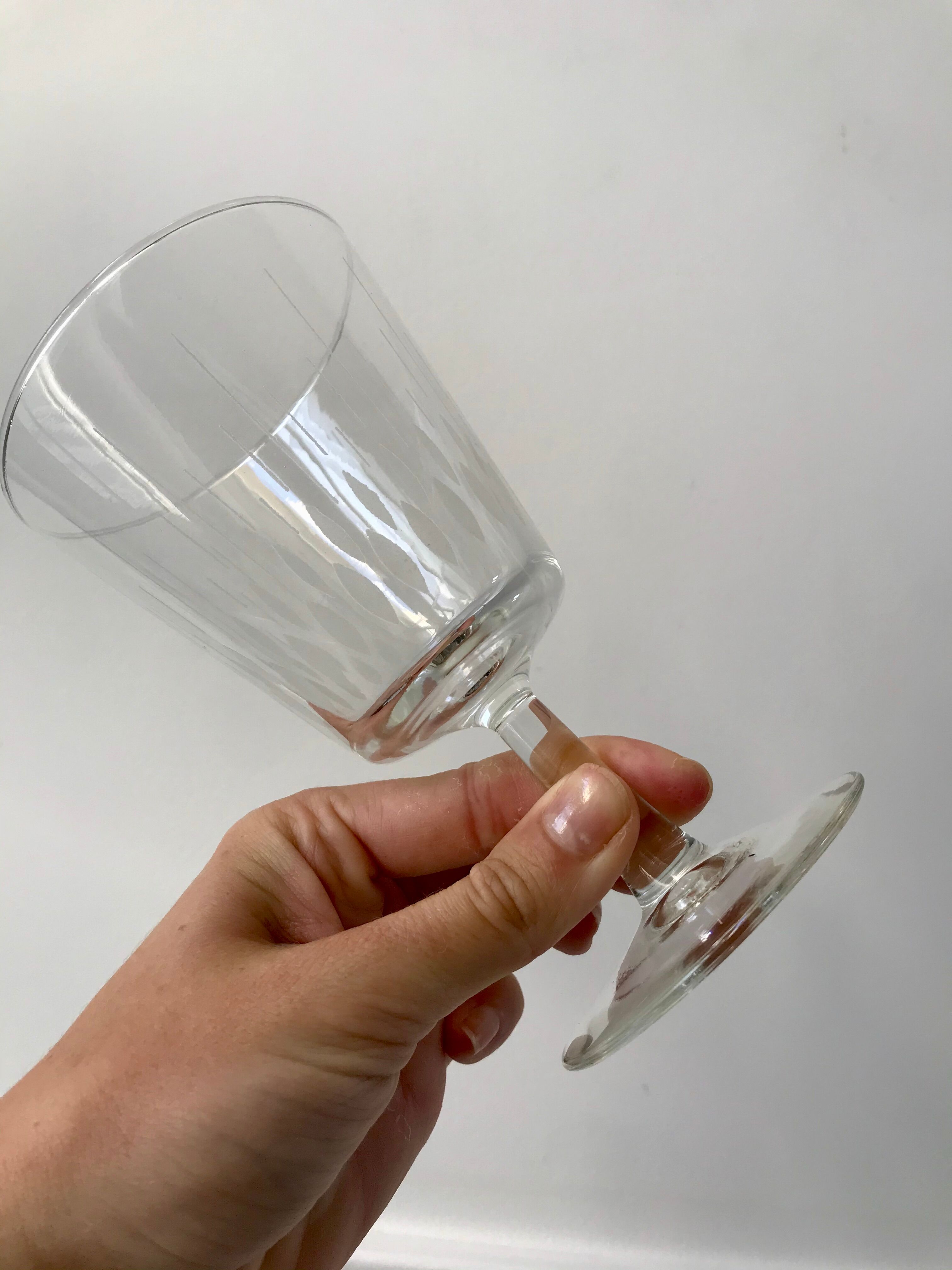 Set of 6 large crystalline glass wine glasses 50-60s