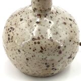 Guy Baudat stoneware ceramic ball lamp, raffia lampshade, 1970s