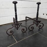 Pair of 19th C. cast iron andirons