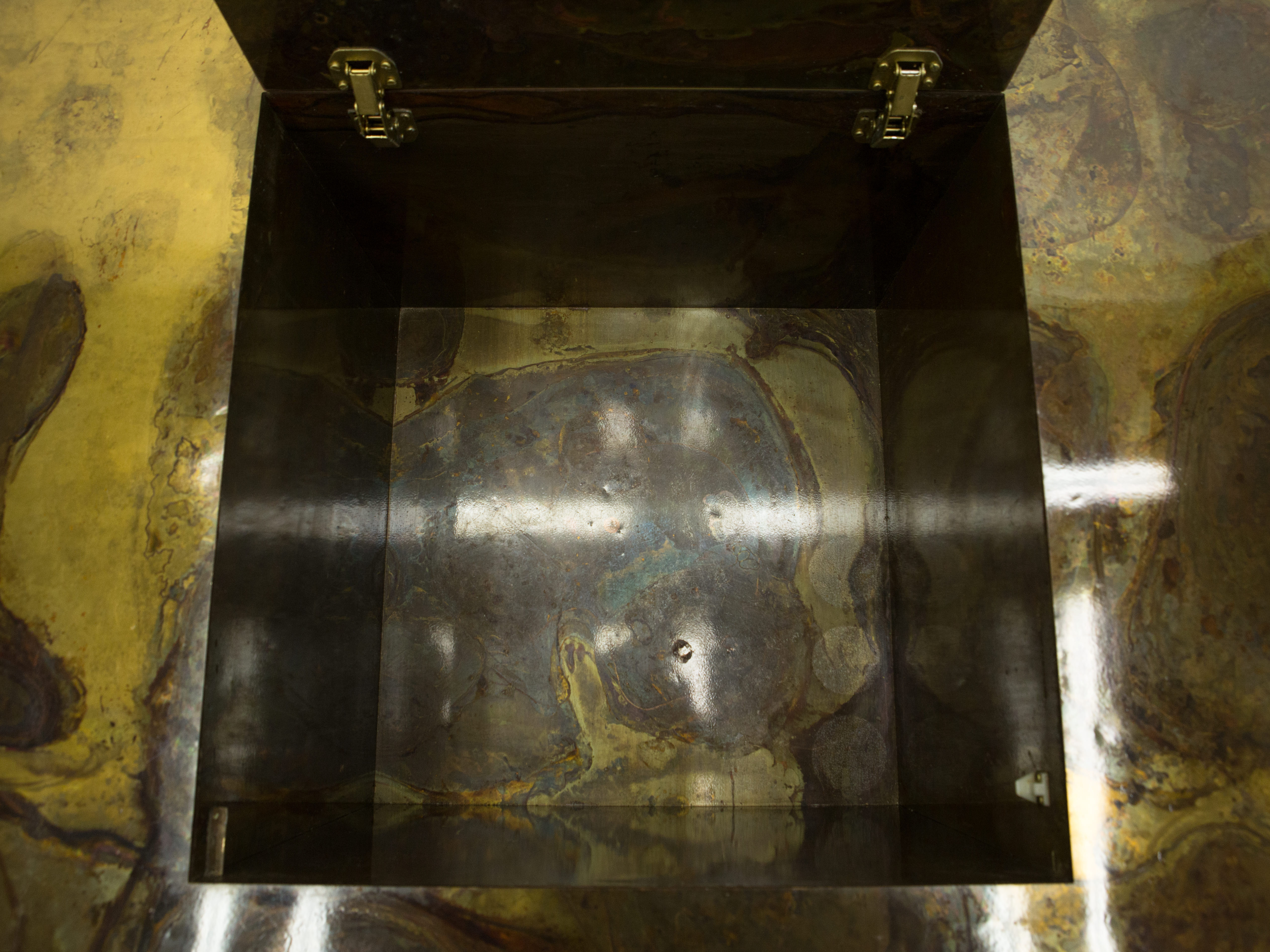 Isabelle and Richard Faure's unique patinated oxidized brass coffee table 1970