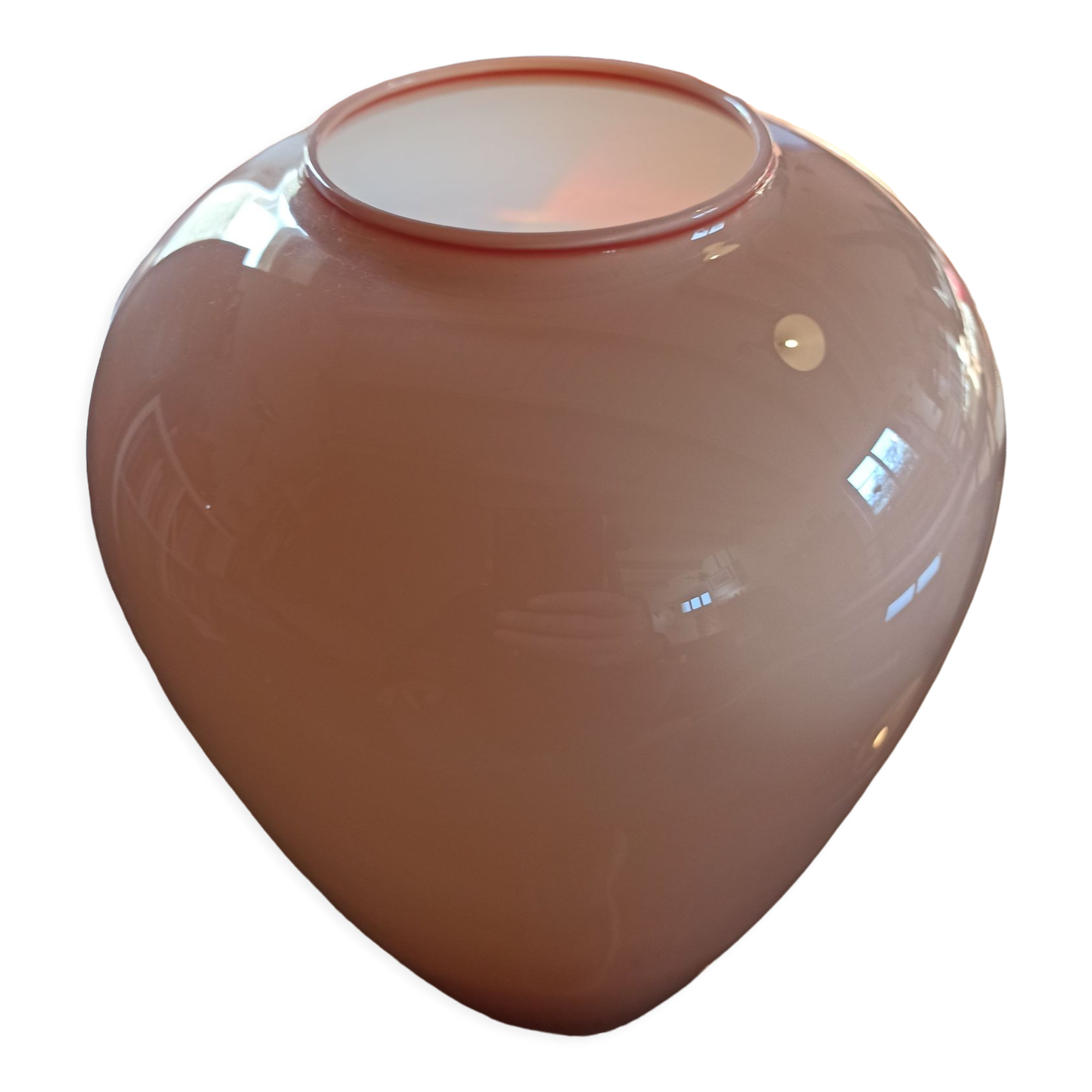 Pink gradient glass vase with edging